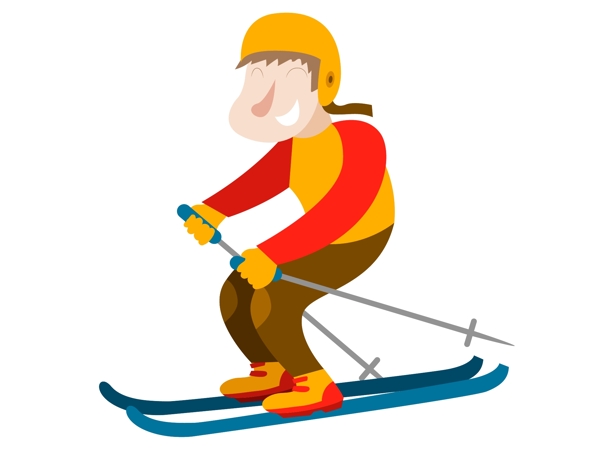 卡通运动滑雪元素