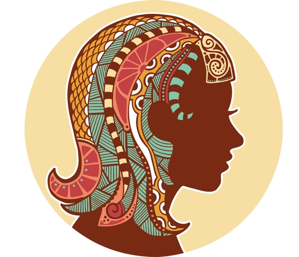 印花矢量圖人物女人十二星座處女座免費素材