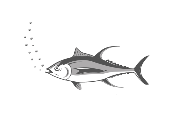創(chuàng)意手繪灰色魚(yú)類