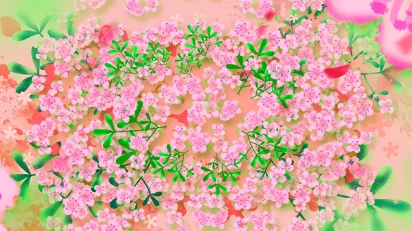 花团锦簇粉色花朵卡通浪漫背景