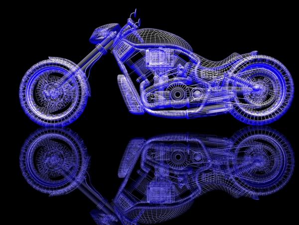 蓝色科技摩托车图片