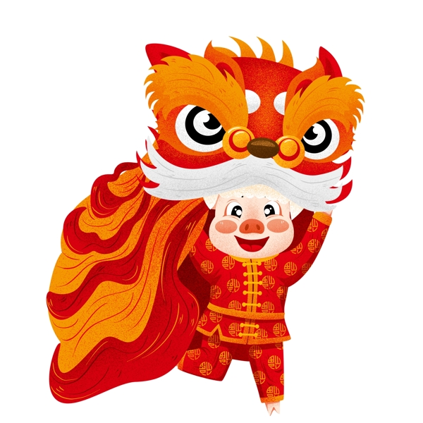 2019豬年舞獅元素設(shè)計(jì)