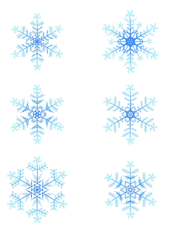 蓝色渐变冬季数字雪花元素合集可商用
