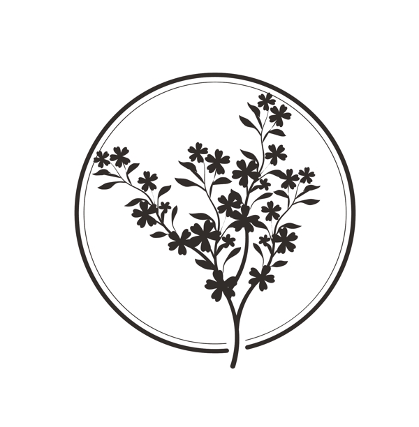矢量圓環(huán)花枝剪影