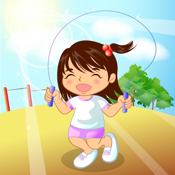跳繩的小女生