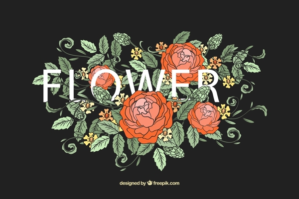 玫瑰花装饰花卉艺术字图片