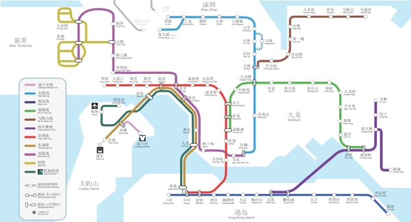 香港地铁图矢量制图图片