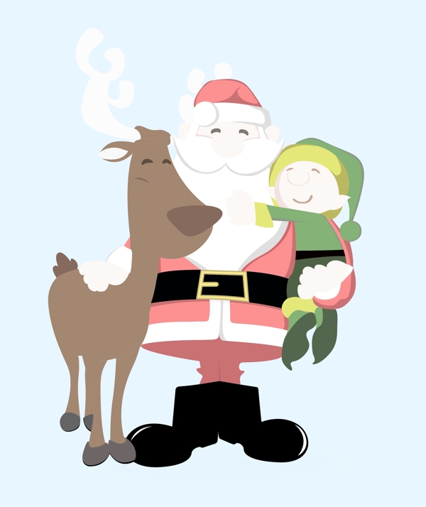 卡通圣誕老人馴鹿精靈
