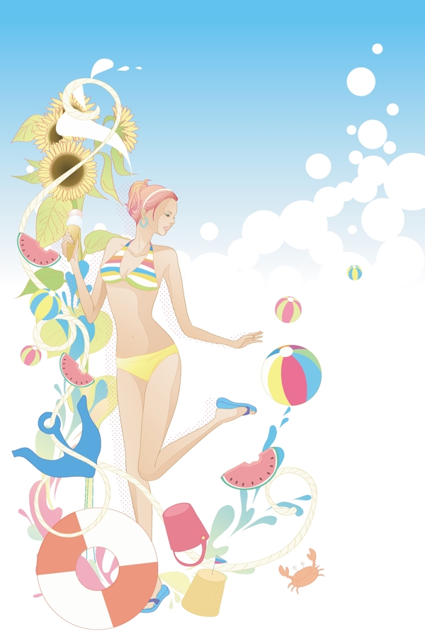 時尚美女插畫矢量素材5
