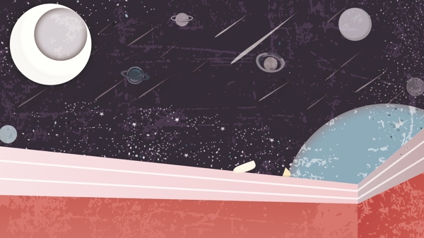 小清新宇宙星球插畫背景
