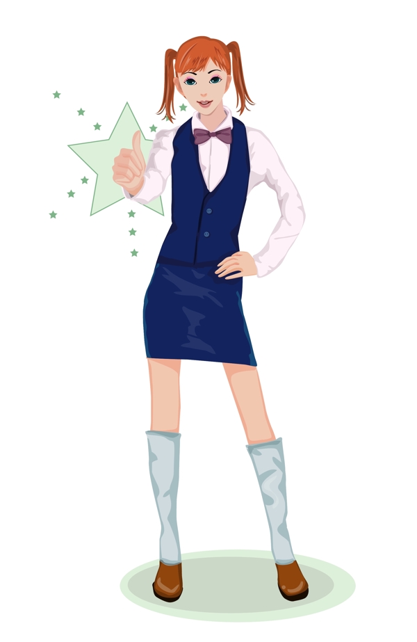 插畫時尚美女百態(tài)美女圖片