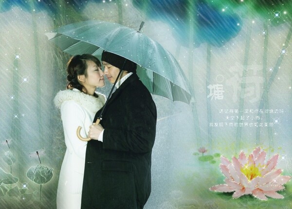 荷塘細雨浪漫婚紗模板