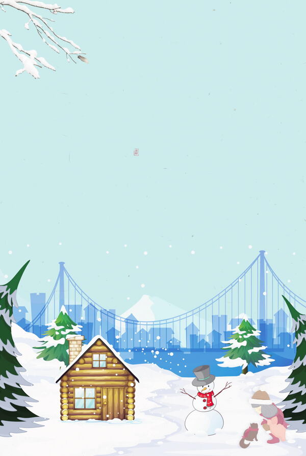浪漫雪花森林背景