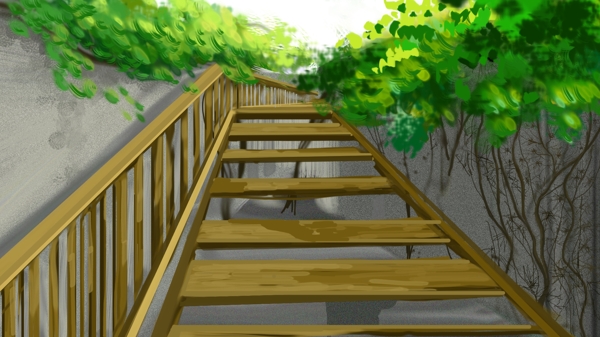 清新手绘木桥广告背景