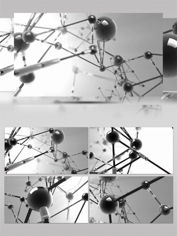 炫酷银色分子结构高清视频素材