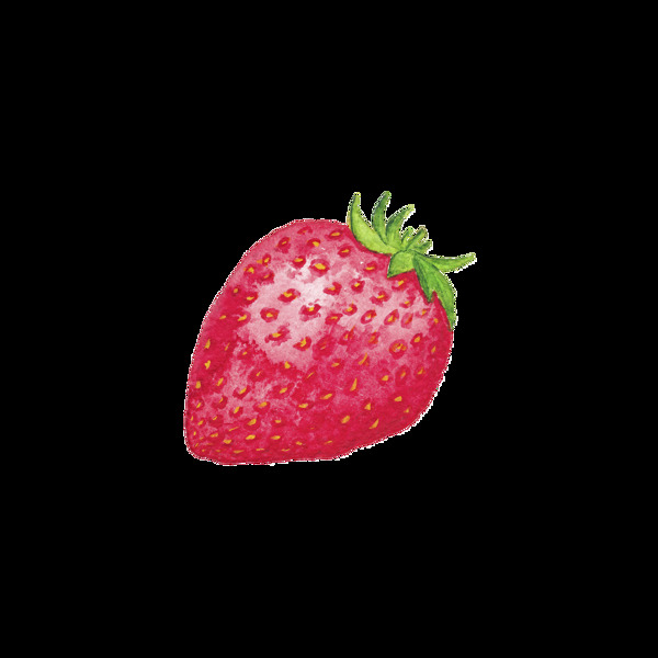 手绘红色草莓卡通透明水果素材