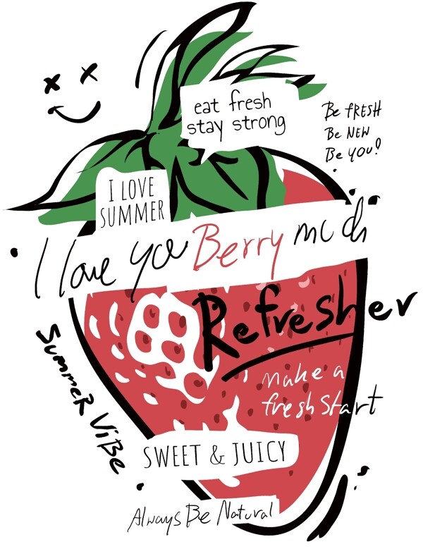 草莓笑脸T恤图片