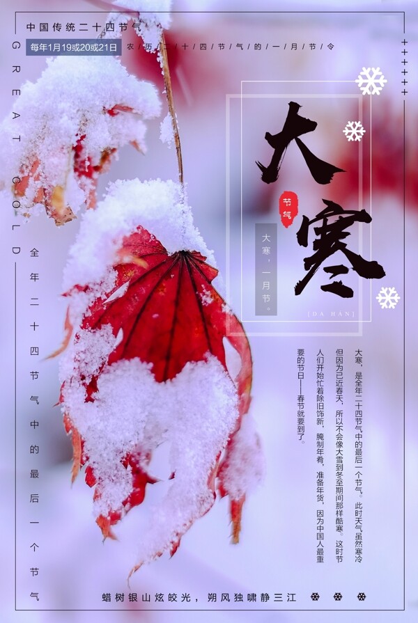簡約清新二十四節(jié)氣之大寒節(jié)日海報