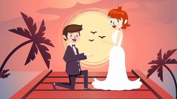 婚禮卡通矢量插畫