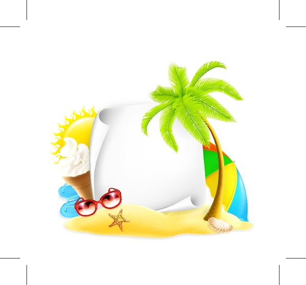 矢量夏季綠樹邊框素材