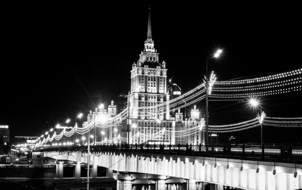 莫斯科黑白夜景图片