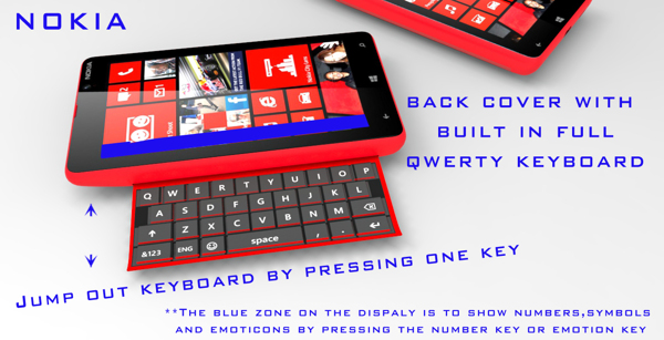 诺基亚Lumia820后盖与内置的QWERTY键盘