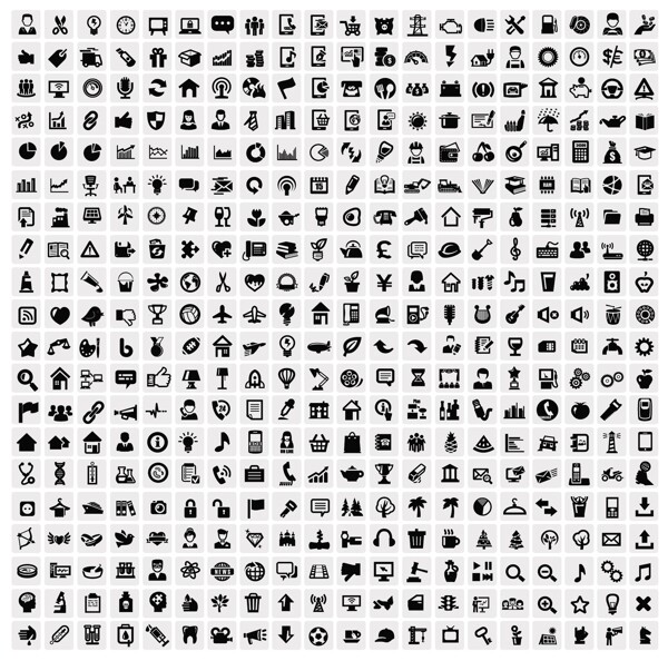 黑白日常應(yīng)用圖標(biāo)矢量素材