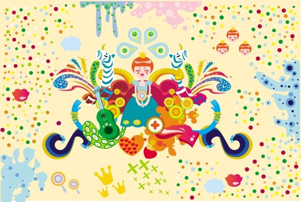 可愛潮流插畫矢量素材