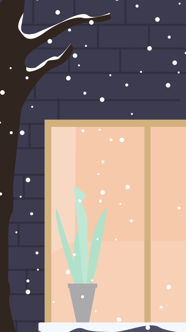 圣诞节下雪房屋窗外风景背景