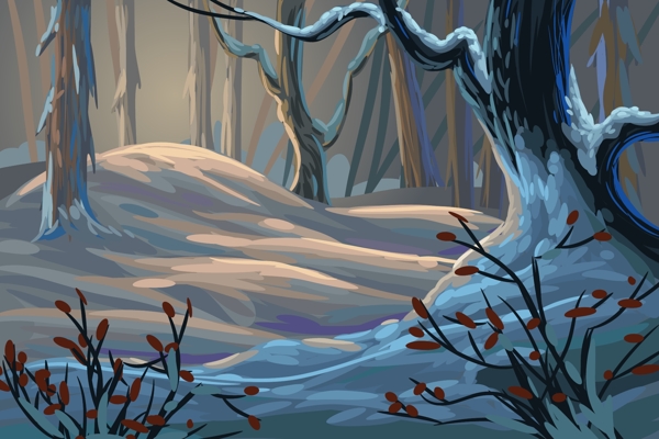 雪地里的大树插画
