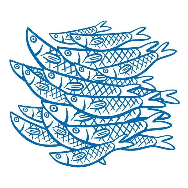 藍(lán)色手繪魚