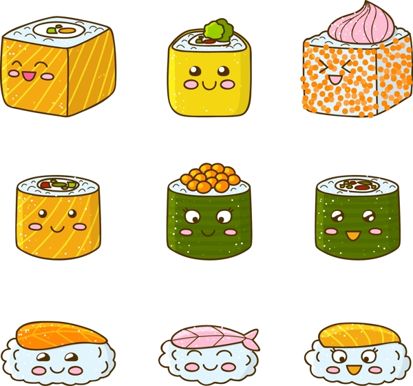 時尚卡通壽司插畫