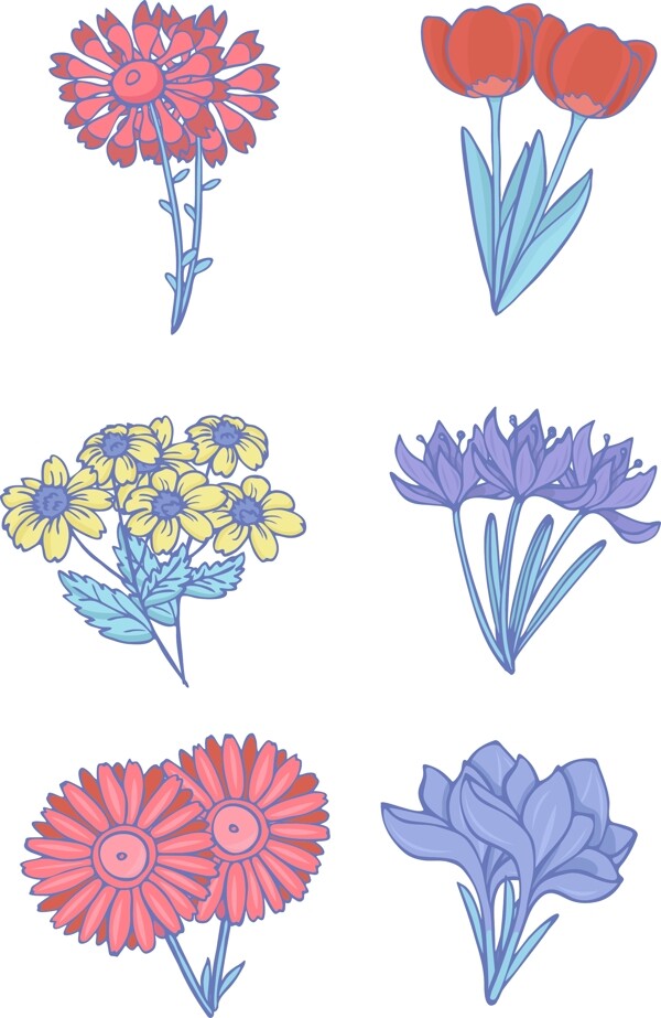 线描花朵装饰元素背景