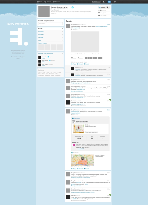 推特网页应用界面PSD素材