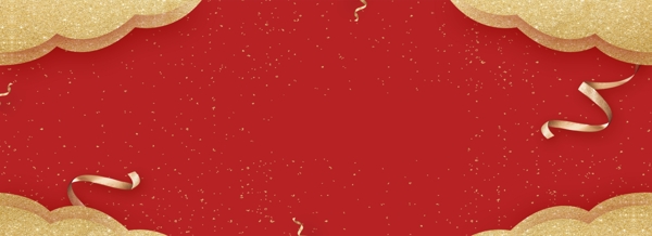 金色云朵紅色喜慶banner背景