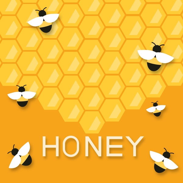 卡通扁平蜜蜂蜂蜜背景