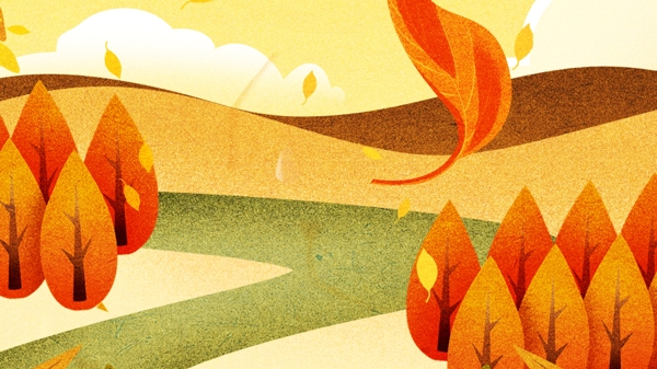 手绘简约秋季风景背景素材