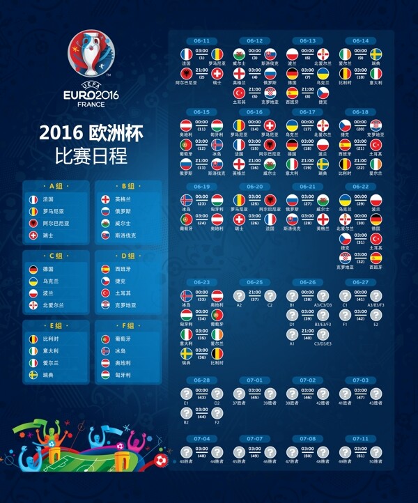 2016欧洲杯赛程图中文版图片