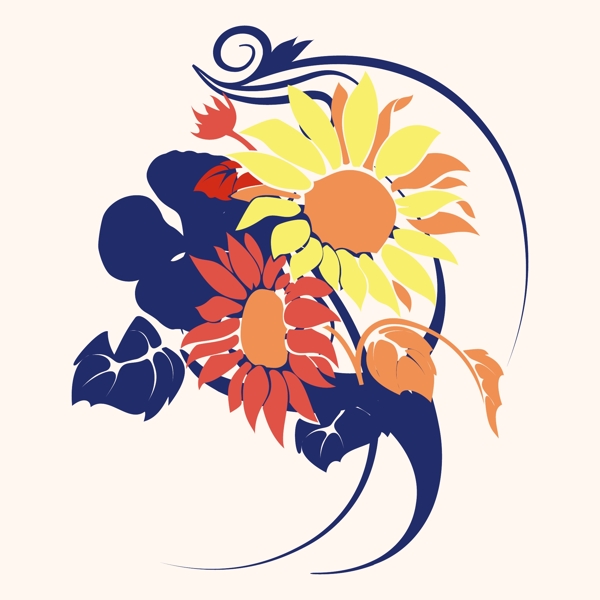 印花矢量圖T恤圖案植物花朵色彩免費(fèi)素材