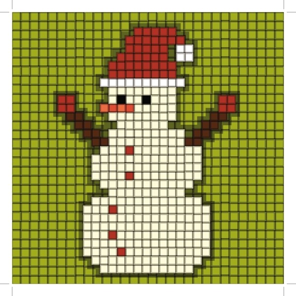 像素化的雪人和圣誕老人的帽子