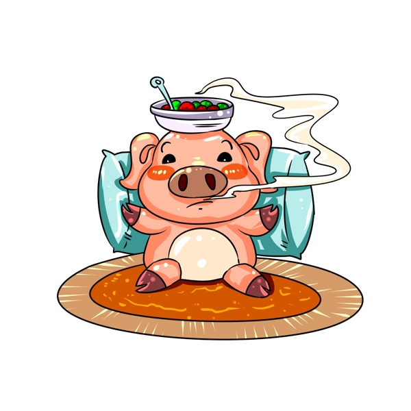 传统节日腊八节小猪香味手绘插画