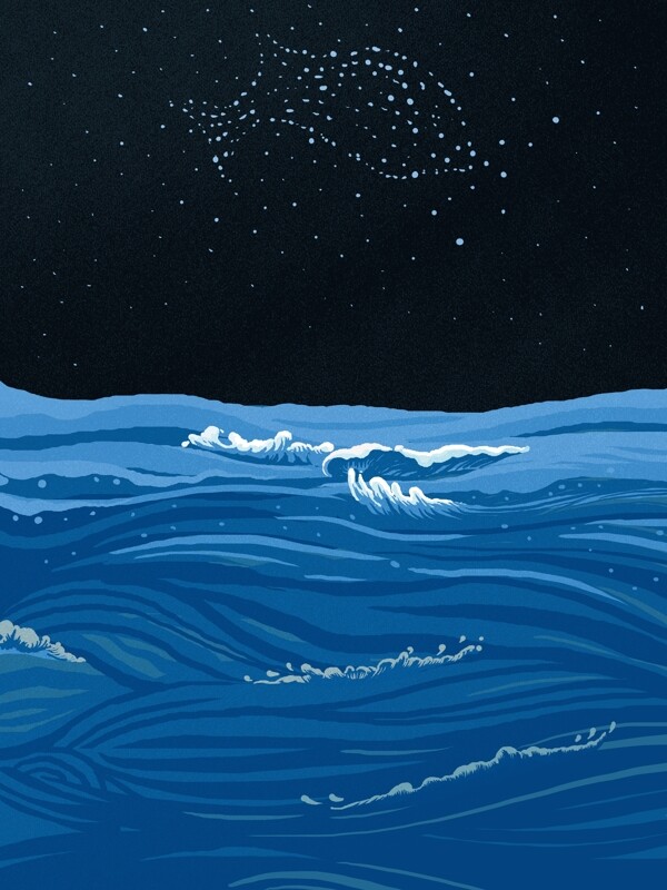 彩绘大海双鱼星座背景设计