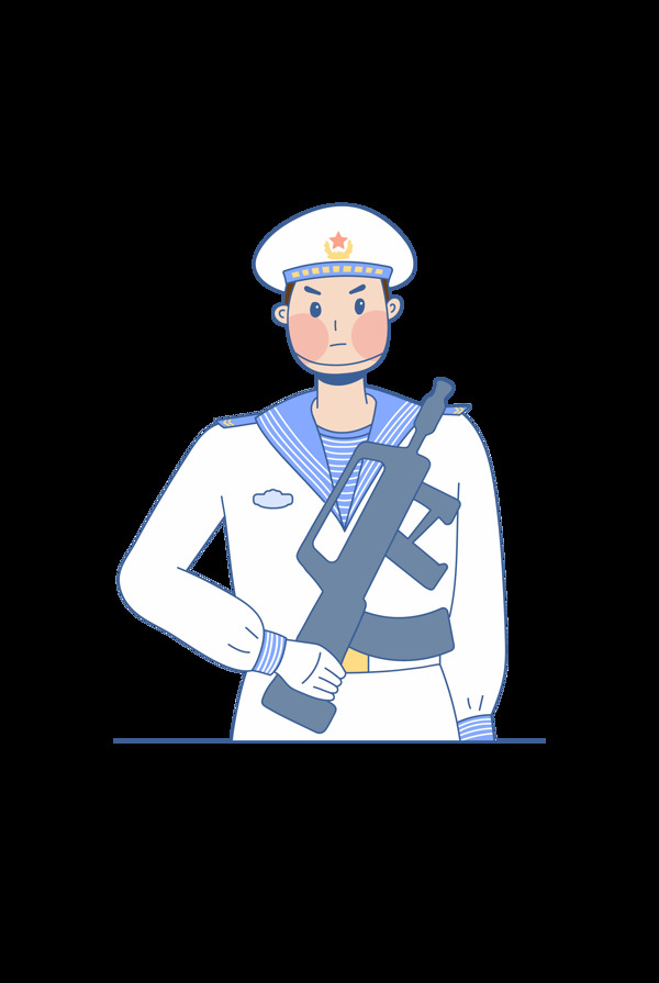 卡通人物海军战士PNG