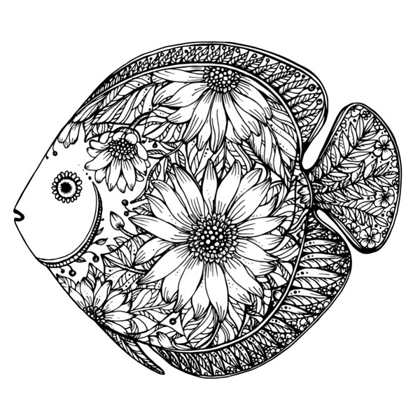 帶花紋魚類矢量素材