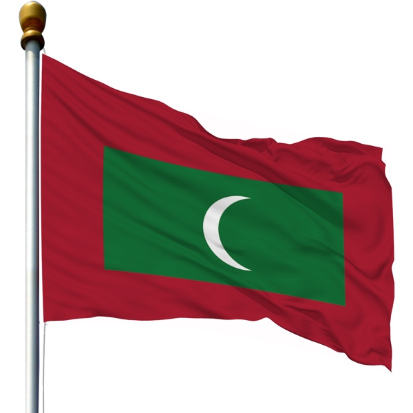 带旗杆的马尔代夫国旗
