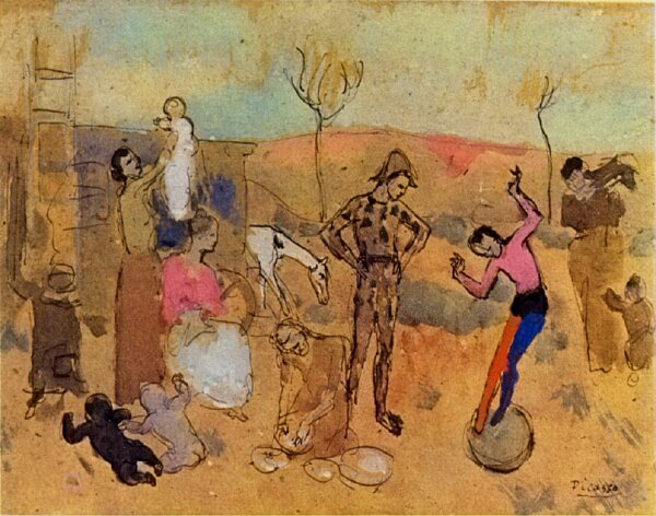 1905Familledebateleurs西班牙画家巴勃罗毕加索抽象油画人物人体油画装饰画