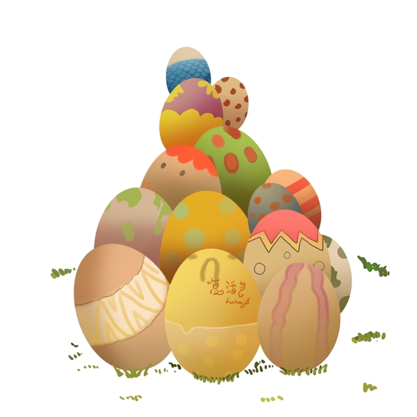 彩绘一堆彩蛋设计素材