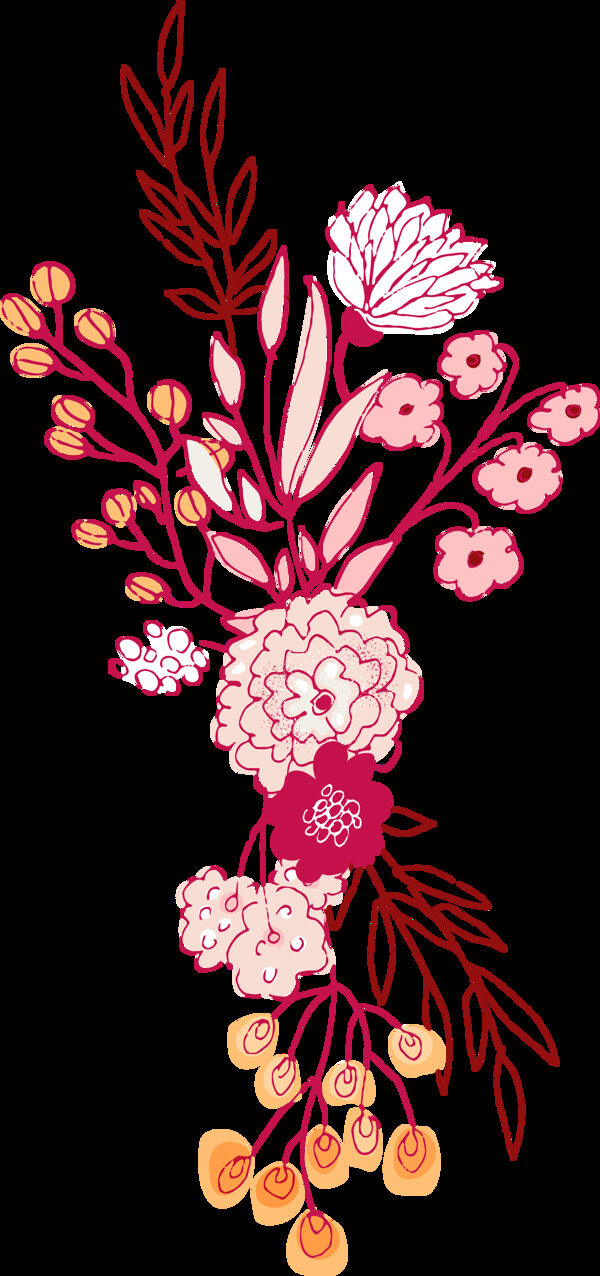手绘插画装饰花卉png透明素材