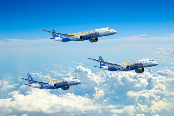 三架飞机和蓝天白云图片