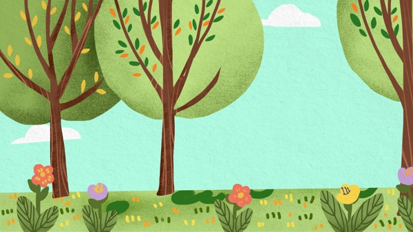 彩色可爱儿童节树木背景设计